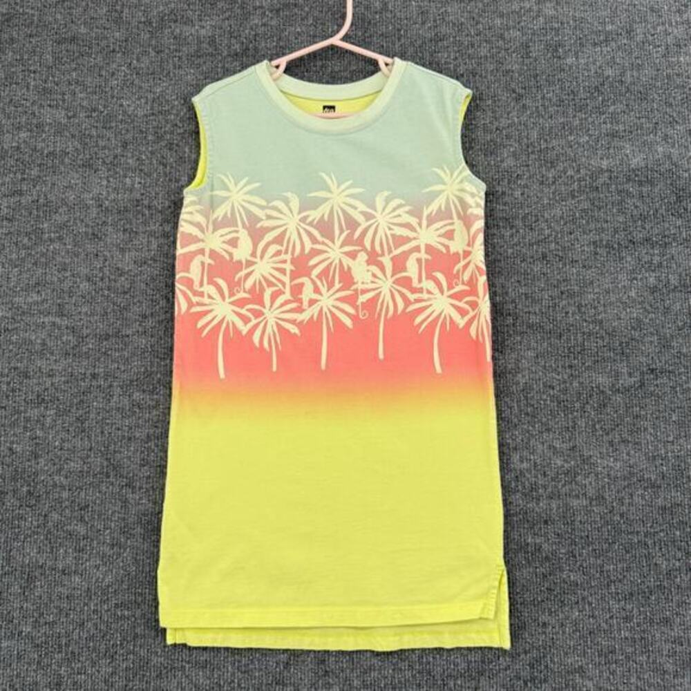 Tea Collection Sleeveless Jersey Knit Midi Dress Girls 5 Ombre Palm Tree Cotton